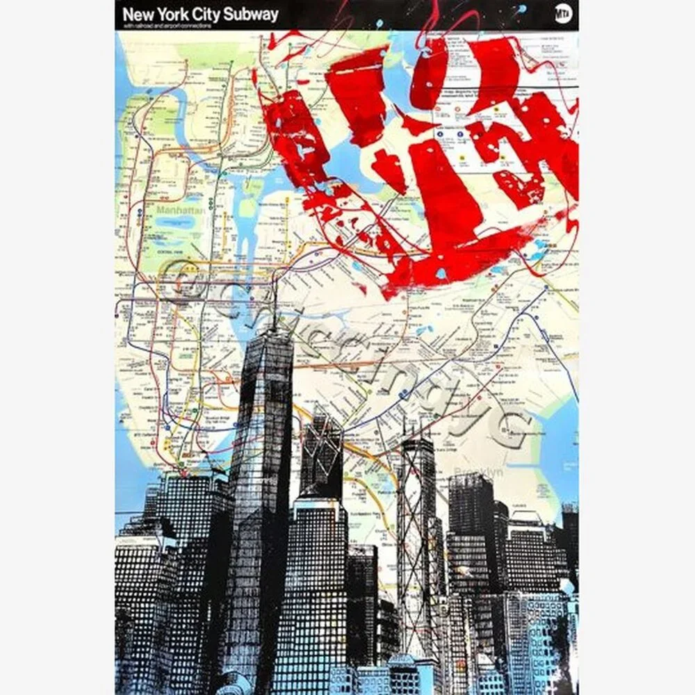 Rare New York Love NYC Subway Map Art Metal Sign 8ร12" Limited Edition - Picture 1 of 5
